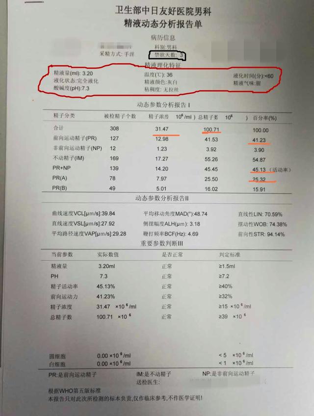 下面的一张化验单属于基本正常的情况(判定标准在化验单的右下方).